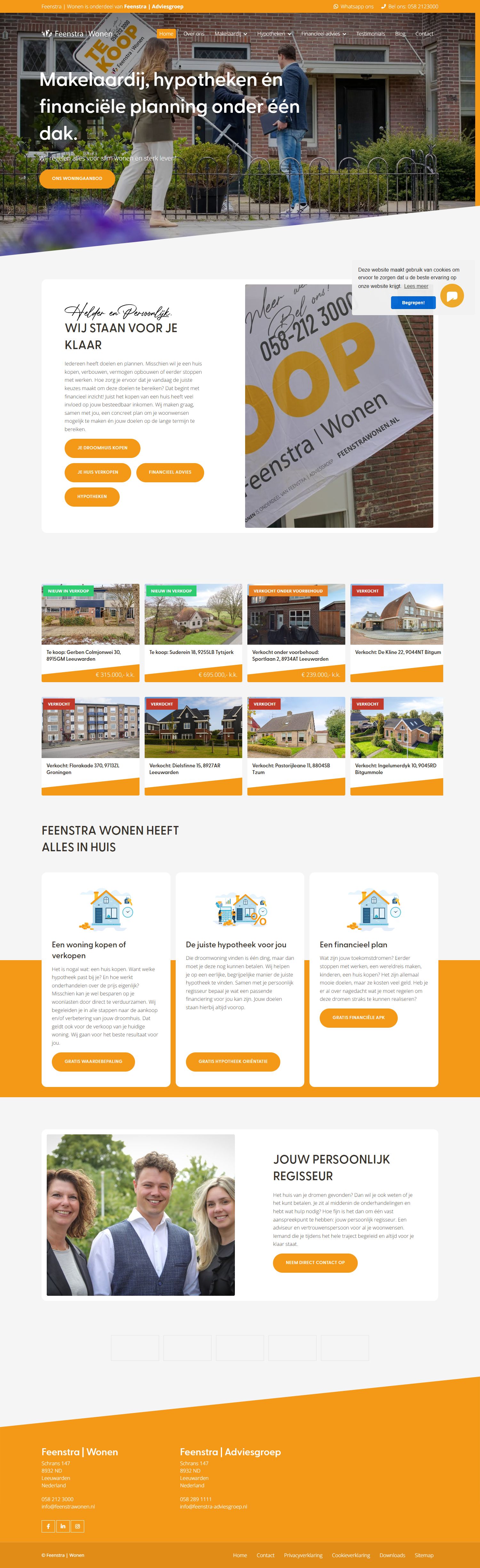 Screenshot der Website von www.feenstrawonen.nl