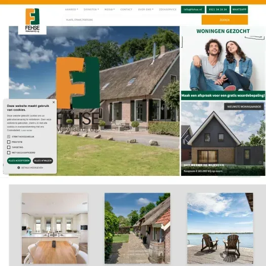 Screenshot van de website van www.fehse.nl
