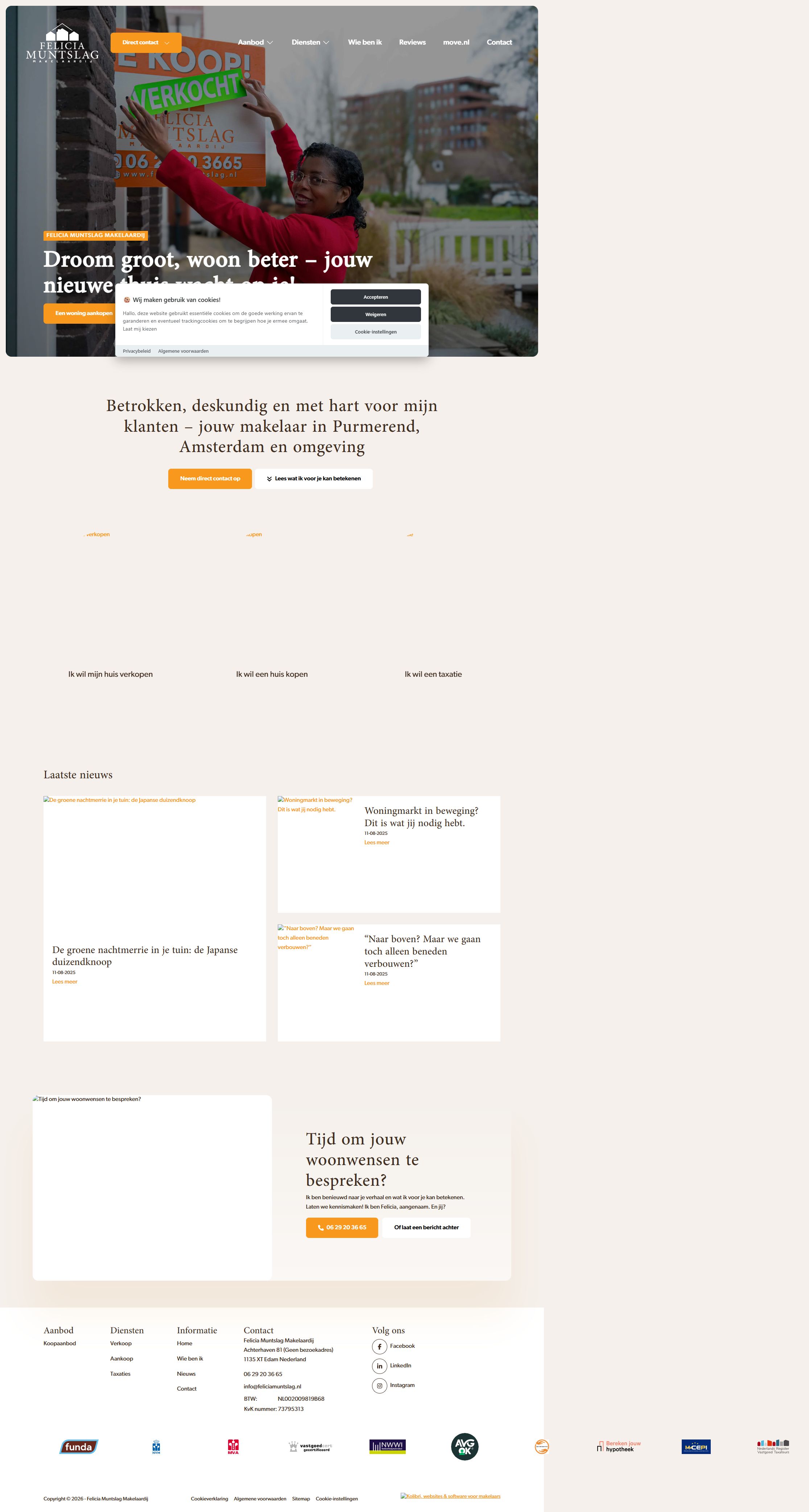 Screenshot der Website von www.feliciamuntslag.nl