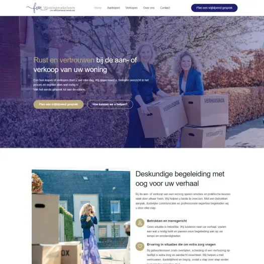 Screenshot van de website van www.femwoningmakelaars.nl