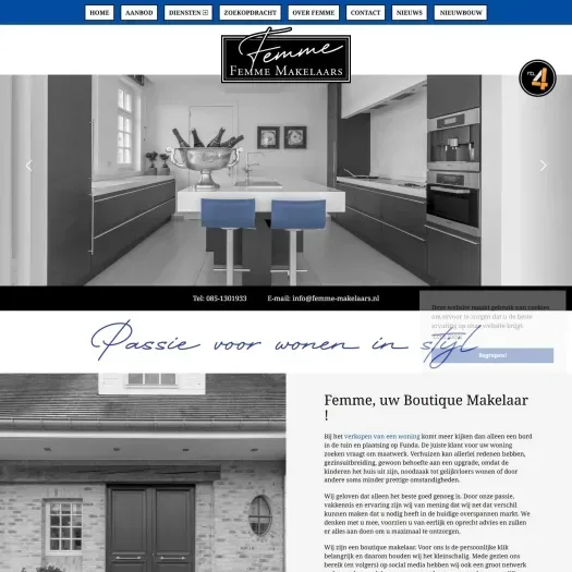 Screenshot van de website van www.femme-makelaars.nl