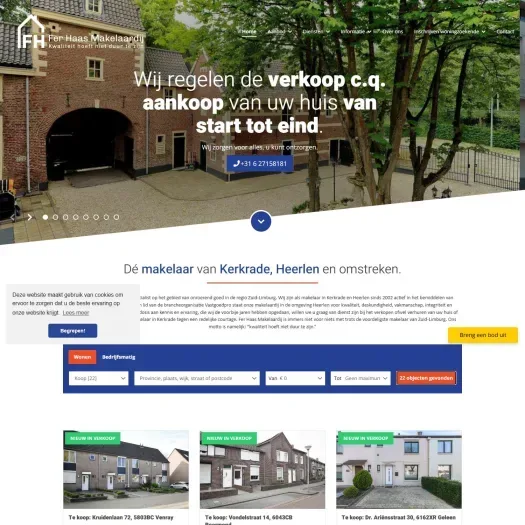 Screenshot of the website of www.ferhaasmakelaardij.nl