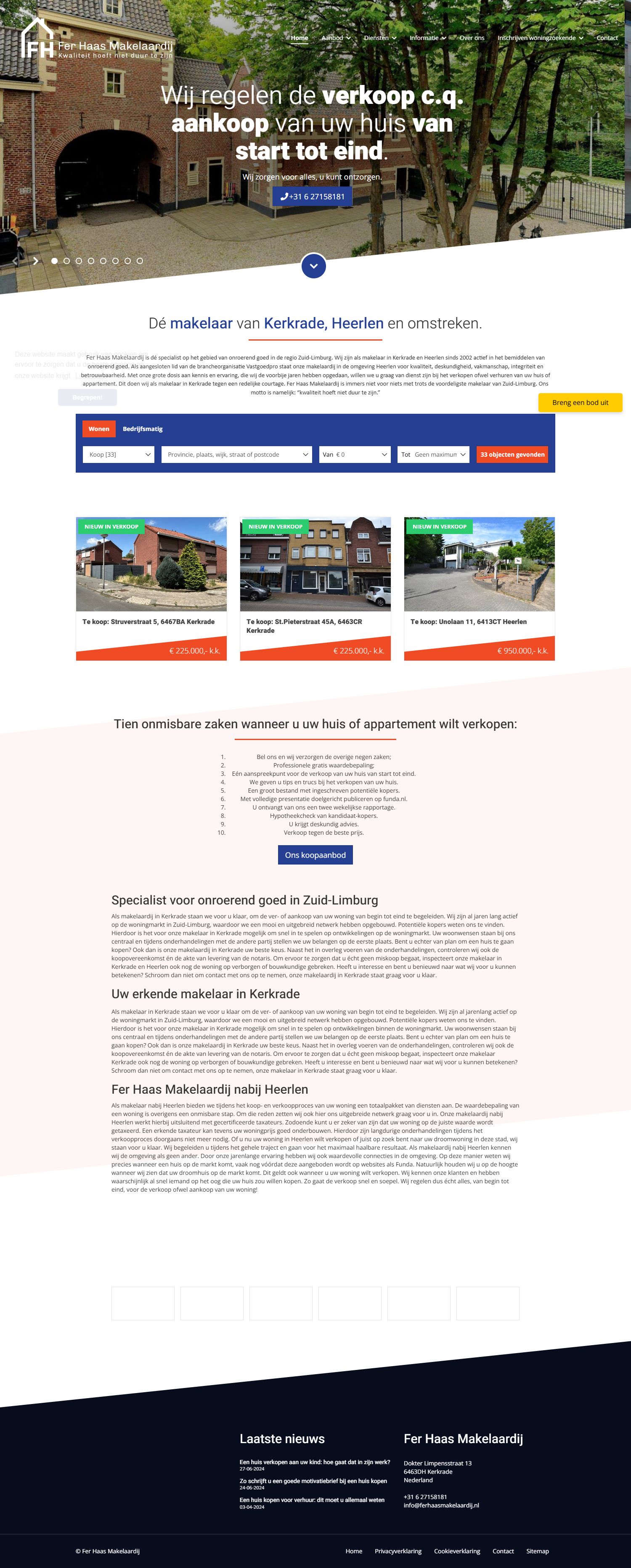 Screenshot der Website von www.ferhaasmakelaardij.nl