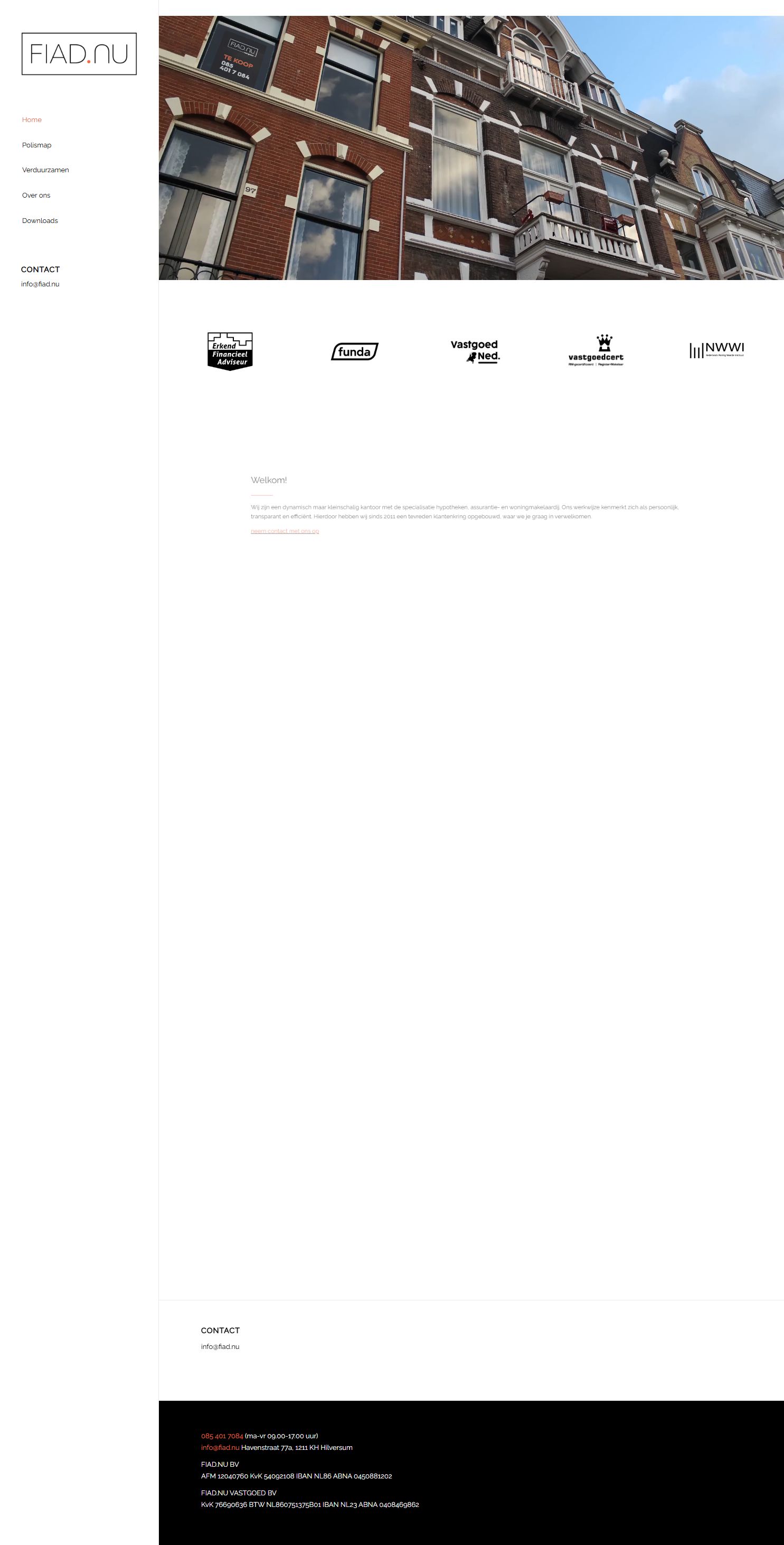 Screenshot van de website van www.fiad.nu