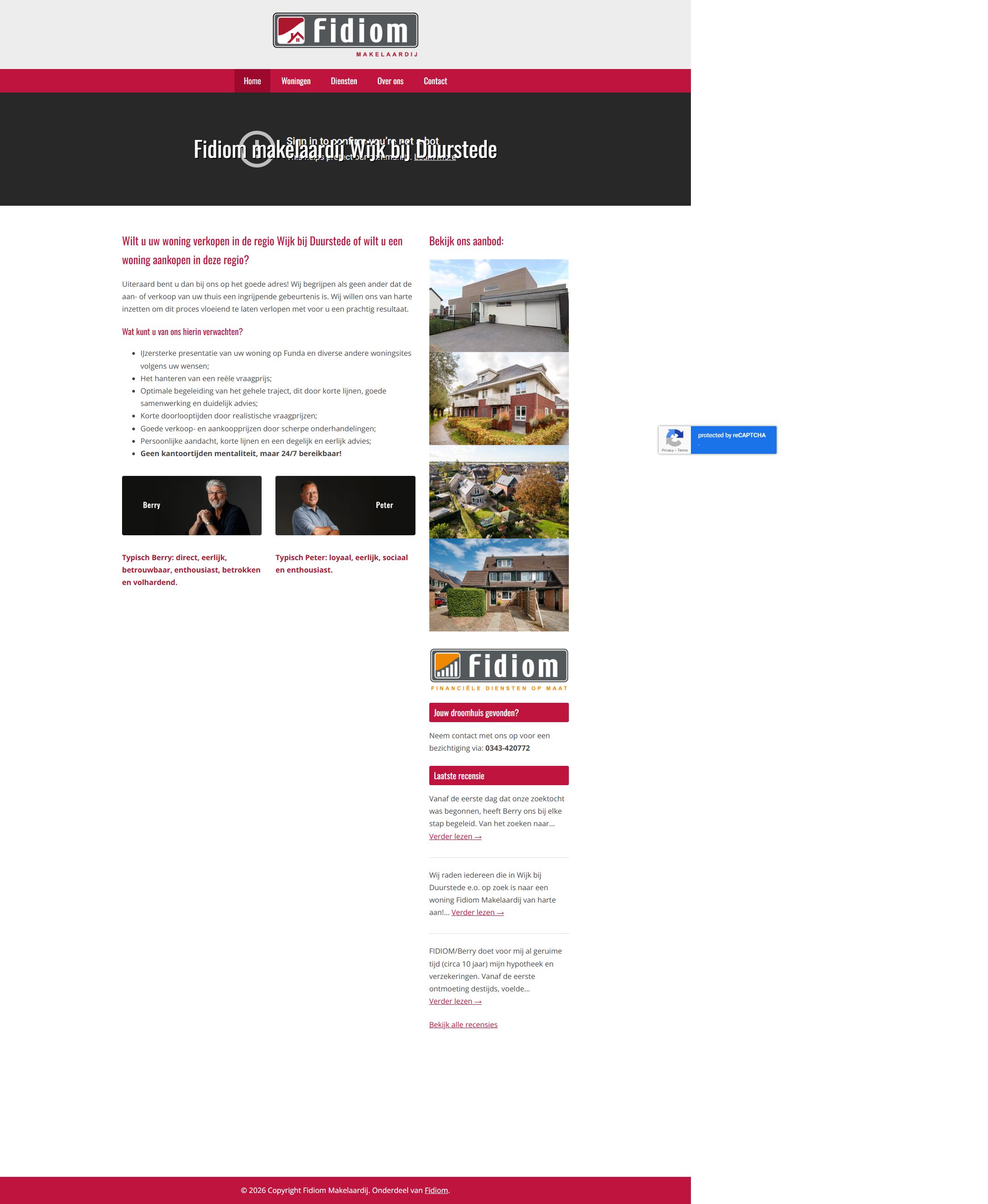 Screenshot of the website of www.fidiommakelaardij.nl