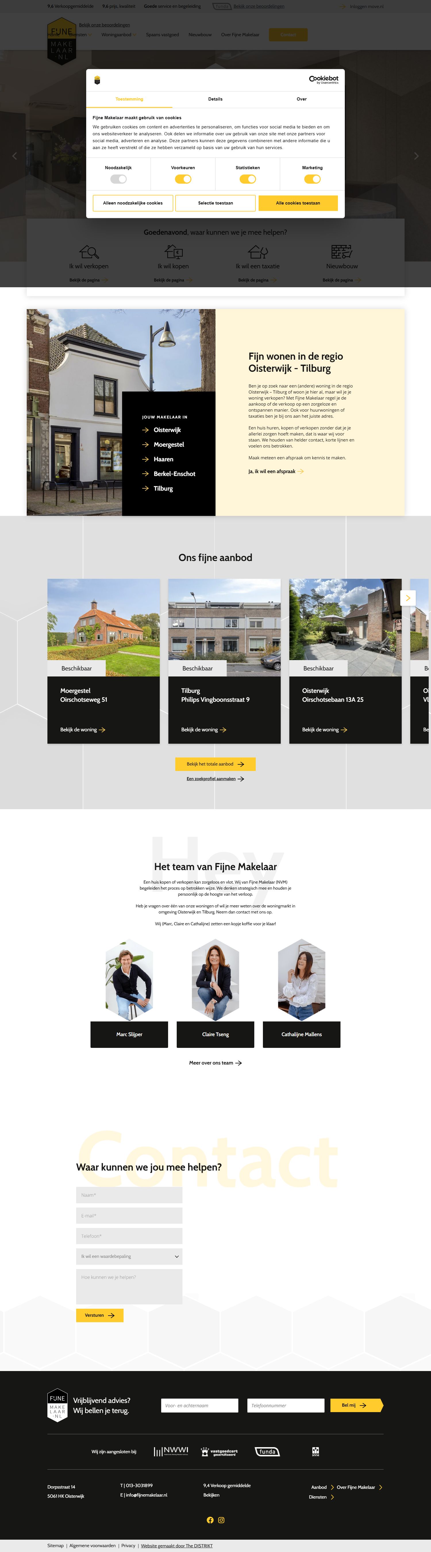 Screenshot of the website of www.fijnemakelaar.nl