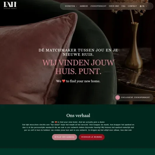 Screenshot van de website van www.findahouse.nl