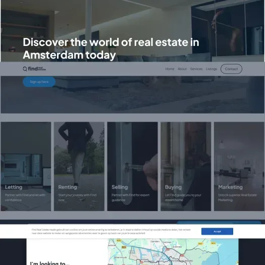 Screenshot of the website of findrealestate.nl