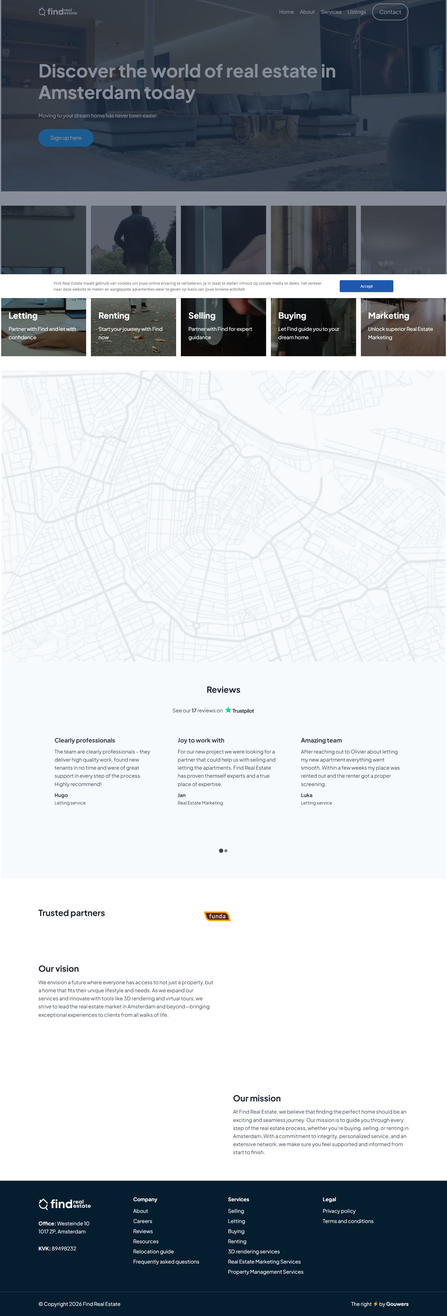Screenshot of the website of findrealestate.nl