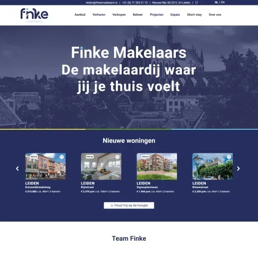 Screenshot der Website von www.finkemakelaars.nl