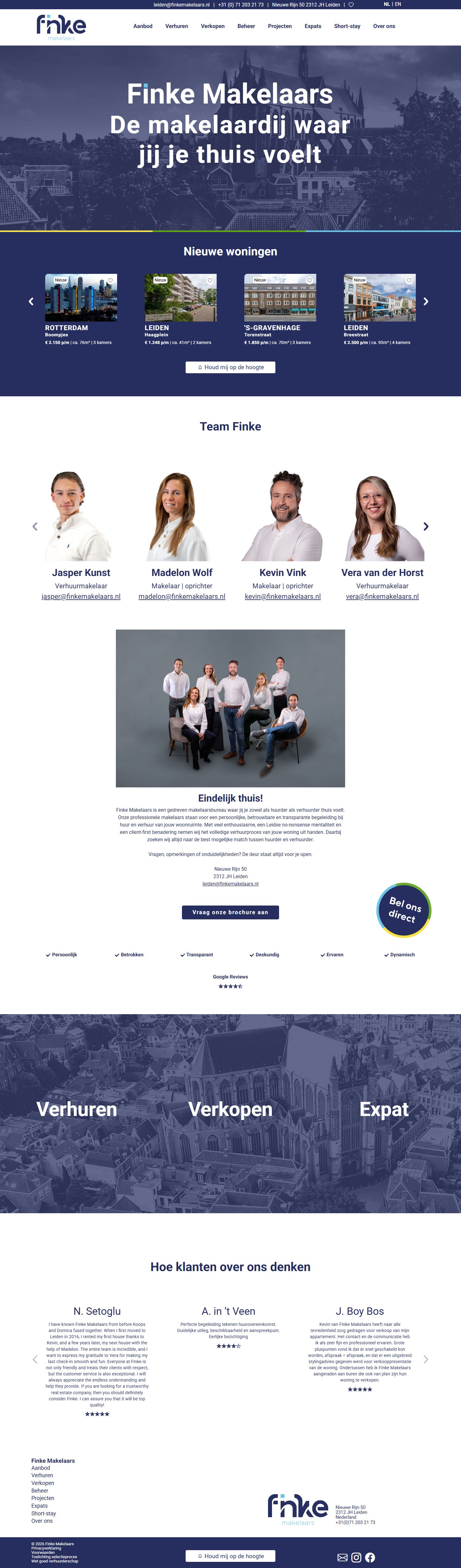 Screenshot of the website of www.finkemakelaars.nl