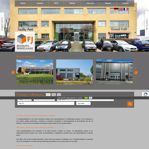 Screenshot van de website van www.fjbedrijfsmakelaars.nl