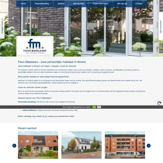 Screenshot of the website of www.flevomakelaars.nl