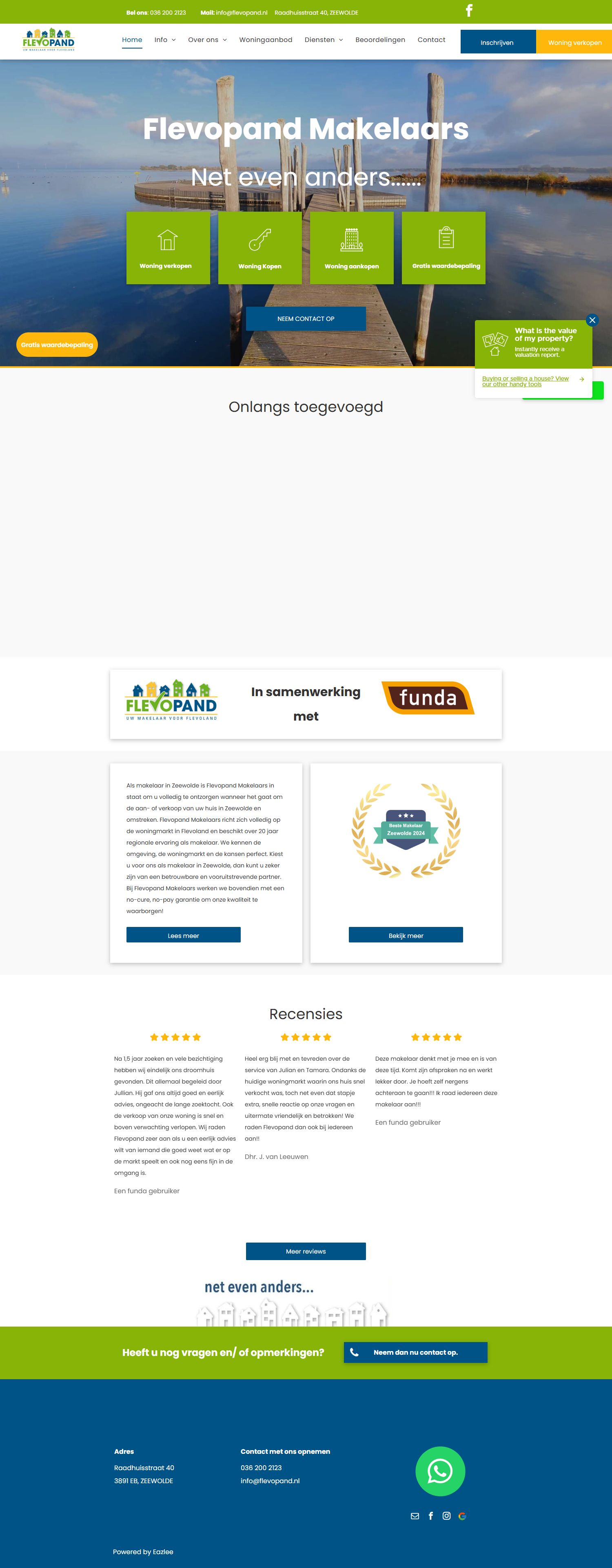 Screenshot der Website von www.flevopand.nl