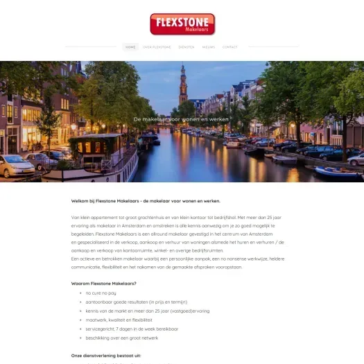 Screenshot van de website van www.flexstone.nu