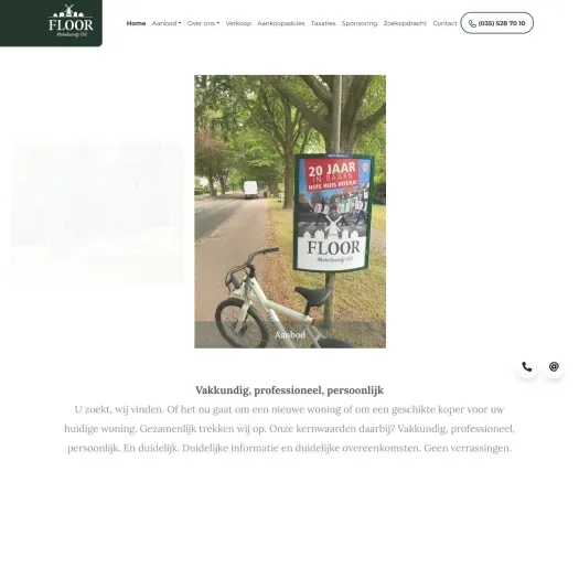 Screenshot van de website van www.floormakelaardij.nl