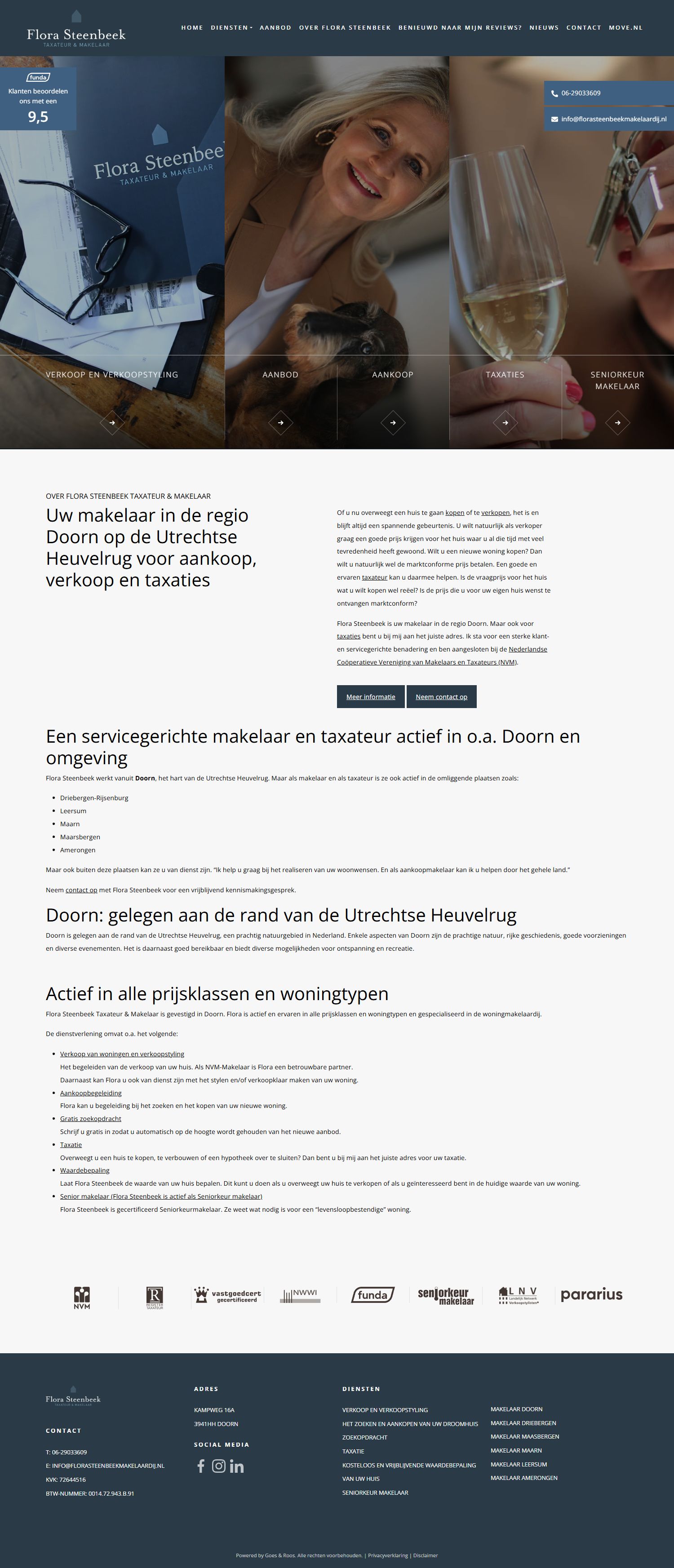 Screenshot der Website von www.florasteenbeekmakelaardij.nl