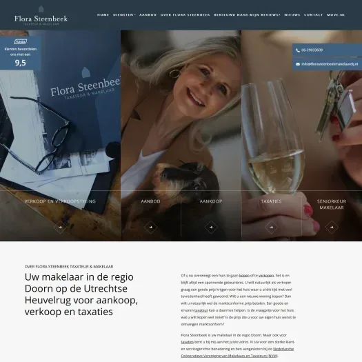 Screenshot van de website van www.florasteenbeekmakelaardij.nl