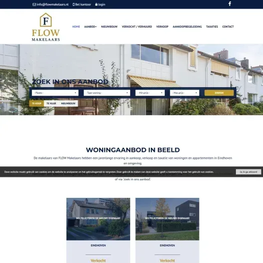 Screenshot van de website van www.flowmakelaars.nl