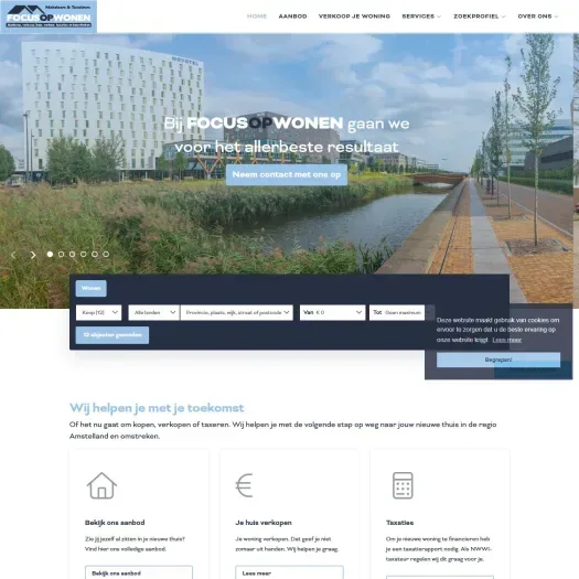 Screenshot van de website van www.focusopwonen.com