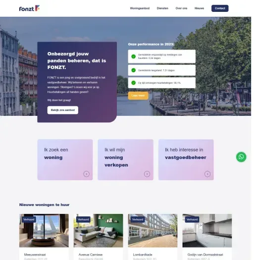 Screenshot van de website van fonzt.nl