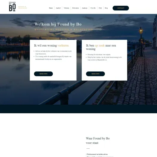 Screenshot van de website van www.foundbybo.nl