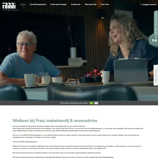 Screenshot der Website von www.fraaimakelaardij.nl