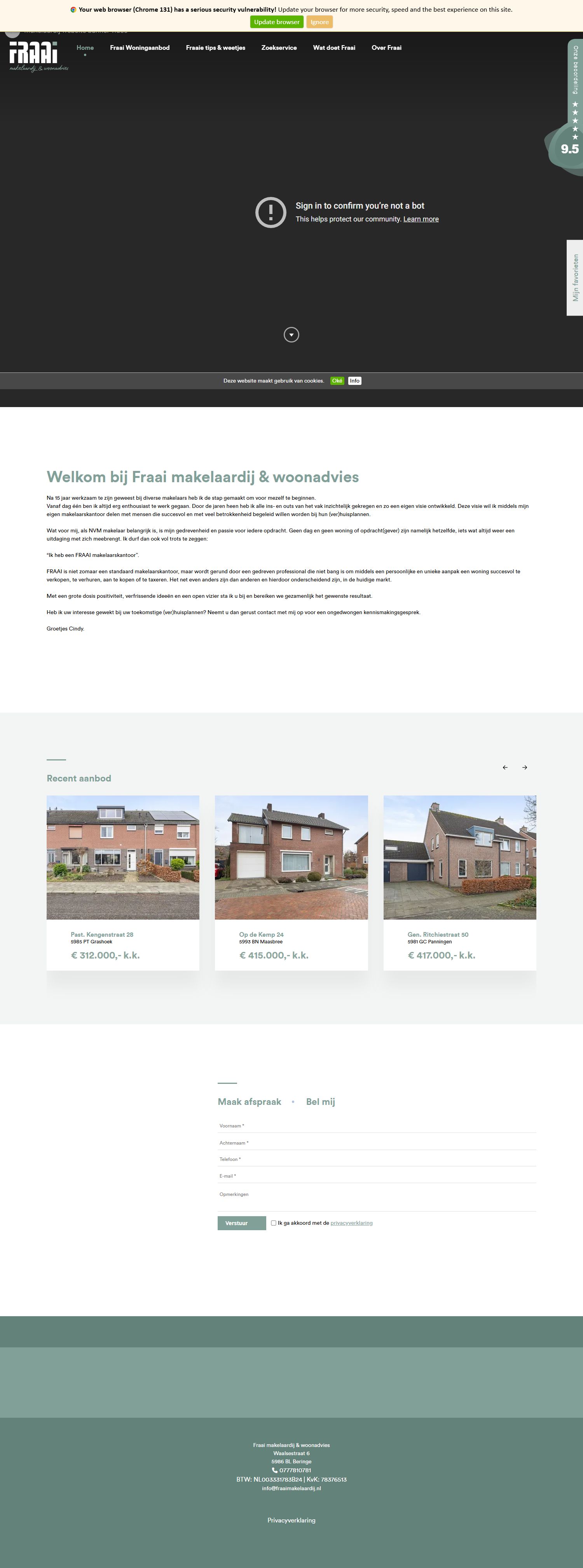 Capture d'écran du site web de www.fraaimakelaardij.nl