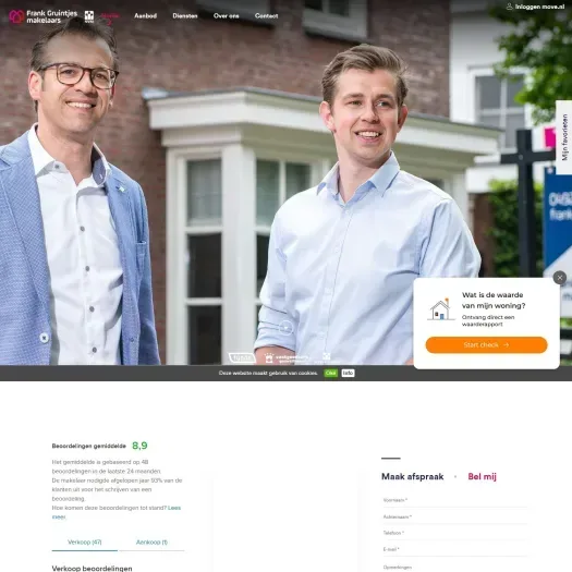 Screenshot of the website of www.frankgruintjes.nl