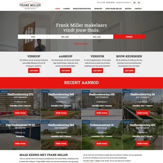 Screenshot van de website van www.frankmiller.nl