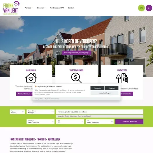 Screenshot van de website van www.frank-van-lent.nl