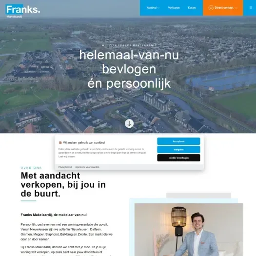 Screenshot van de website van www.franksmakelaardij.nl
