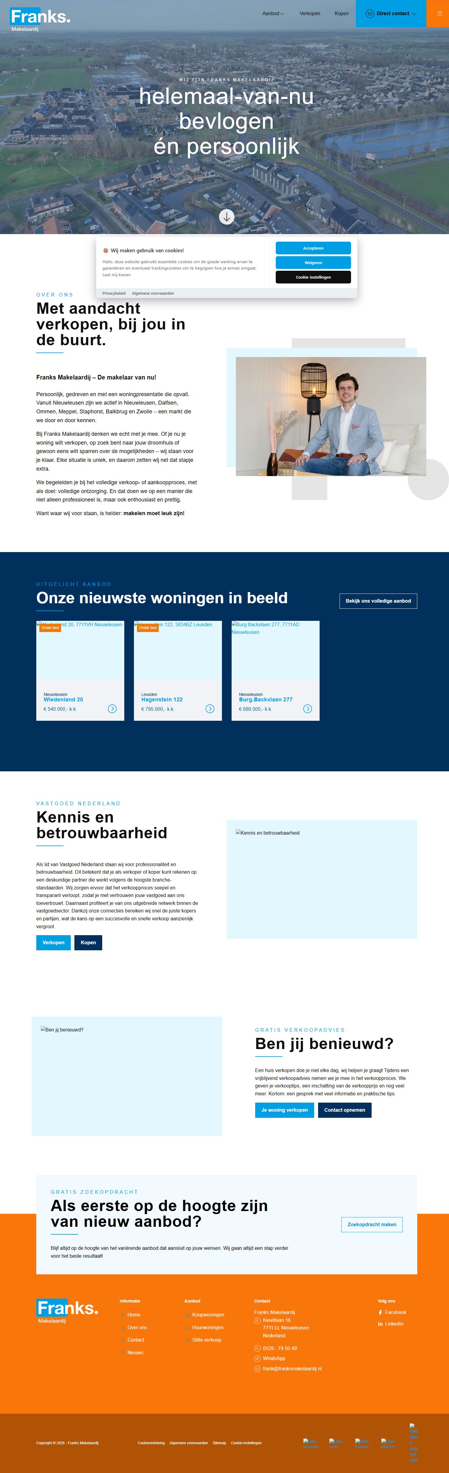 Screenshot der Website von www.franksmakelaardij.nl
