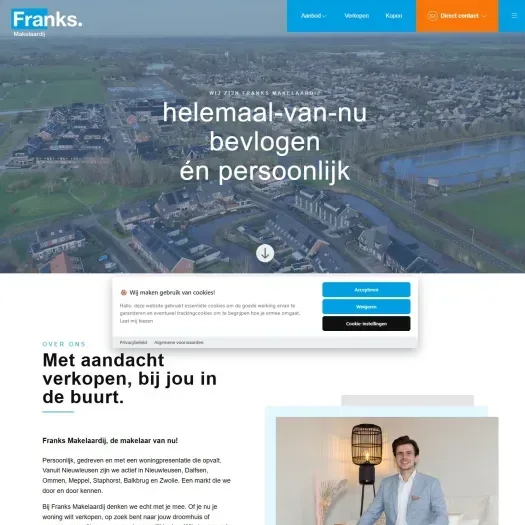 Screenshot of the website of www.franksmakelaardij.nl