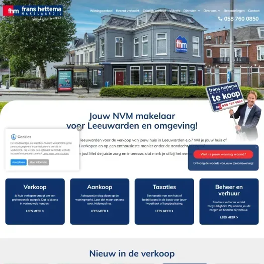 Screenshot van de website van www.franshettema.nl