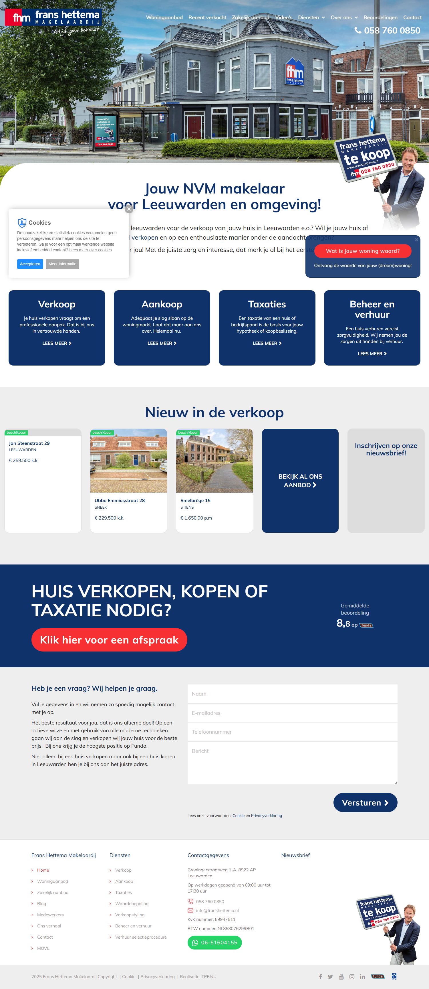 Screenshot of the website of www.franshettema.nl