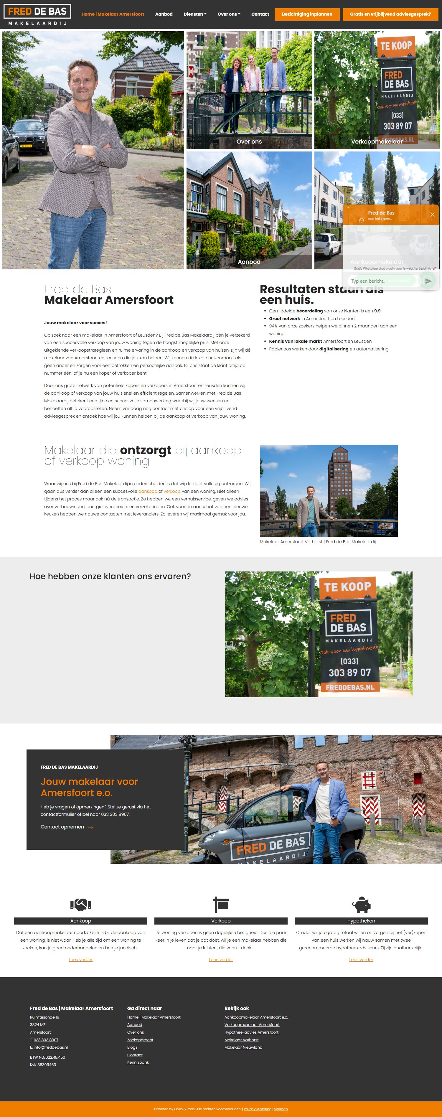 Screenshot der Website von www.freddebas.nl