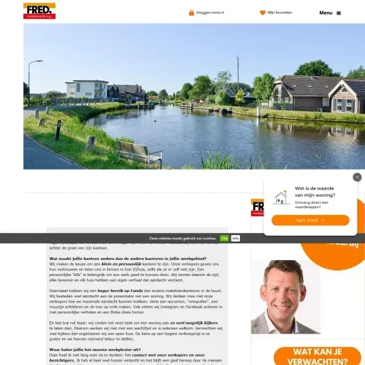 Screenshot van de website van www.fredmakelaardij.nl