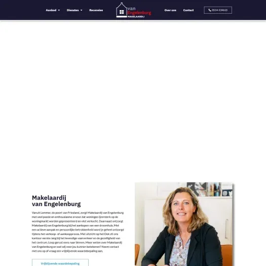 Screenshot van de website van www.makelaardijvanengelenburg.nl