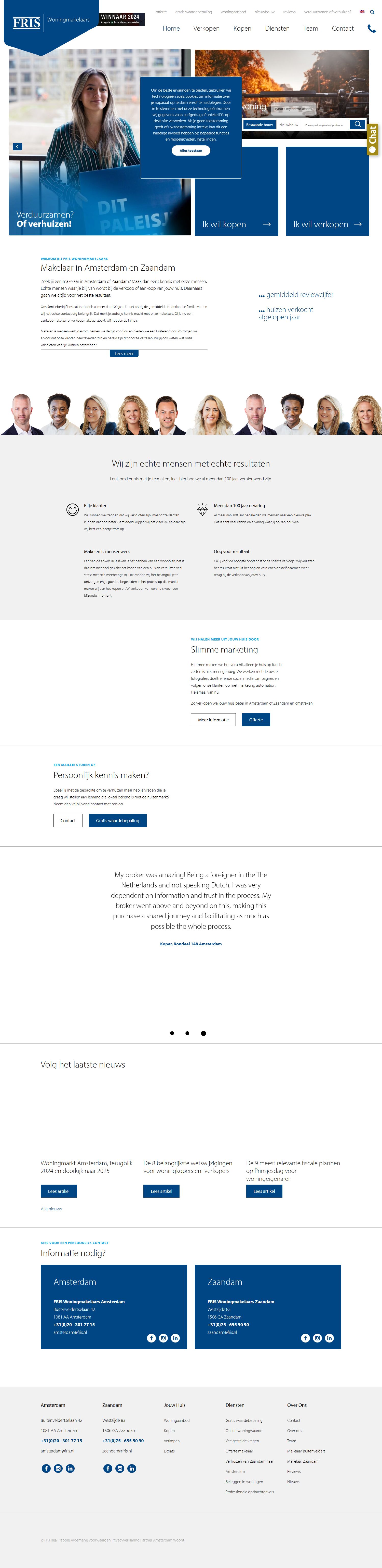 Screenshot der Website von www.friswonen.nl