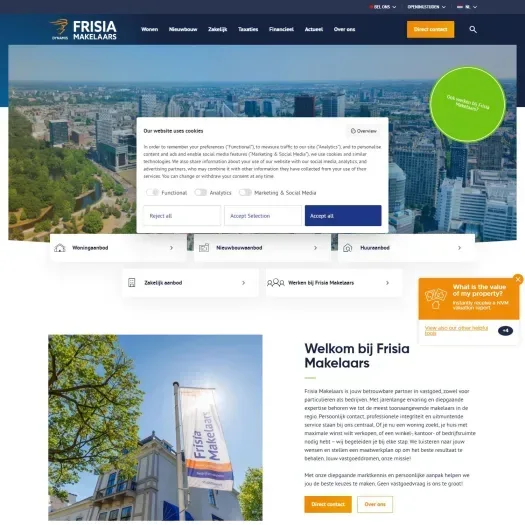Screenshot van de website van www.frisiamakelaars.nl