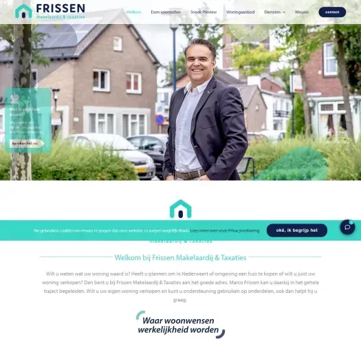 Screenshot van de website van www.frissenmakelaardij.nl