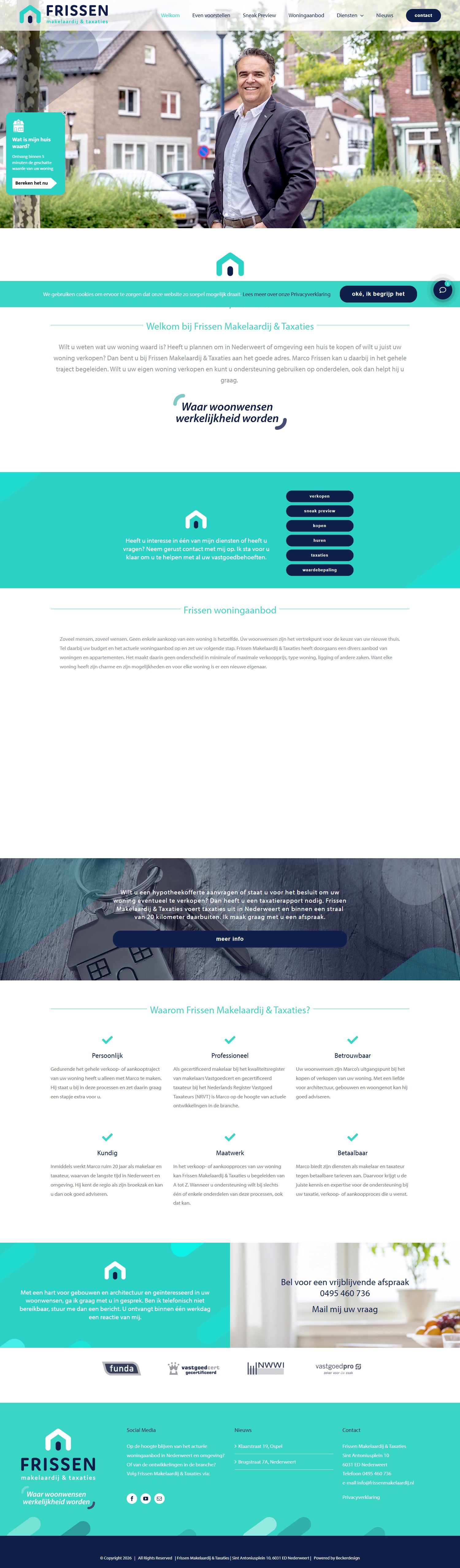 Screenshot of the website of www.frissenmakelaardij.nl