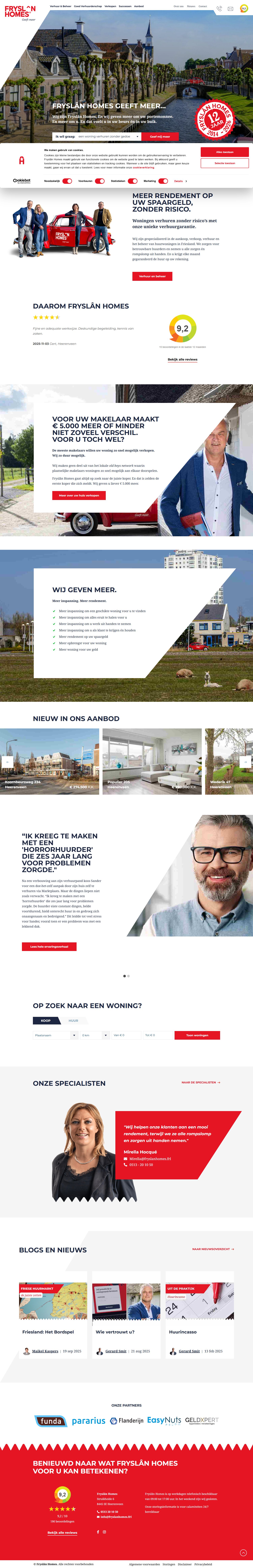 Screenshot der Website von www.fryslanhomes.frl