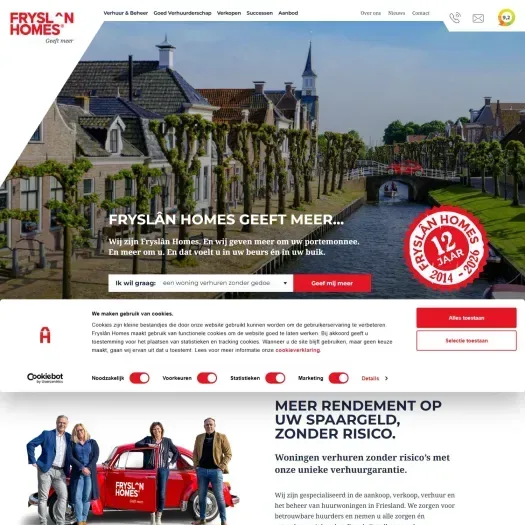 Screenshot der Website von www.fryslanhomes.frl