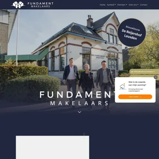 Screenshot van de website van www.fundamentmakelaars.nl
