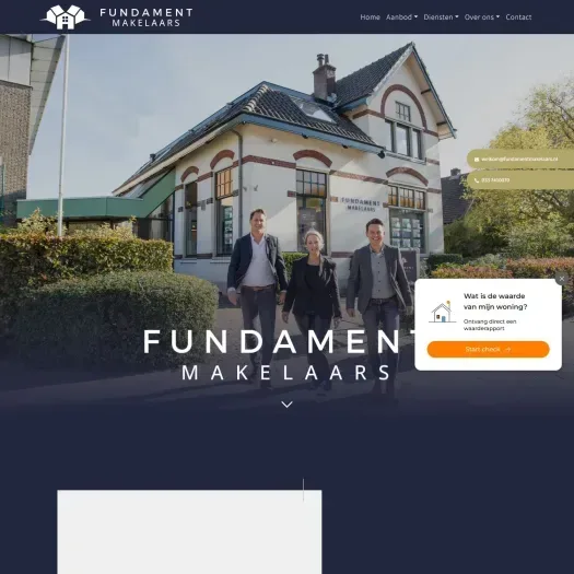 Screenshot van de website van www.fundamentmakelaars.nl