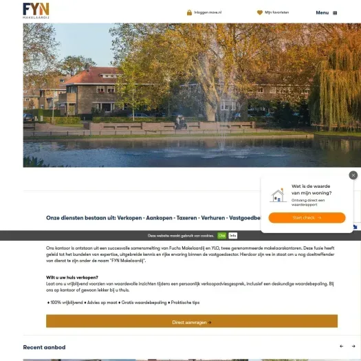 Screenshot der Website von www.fynmakelaardij.nl