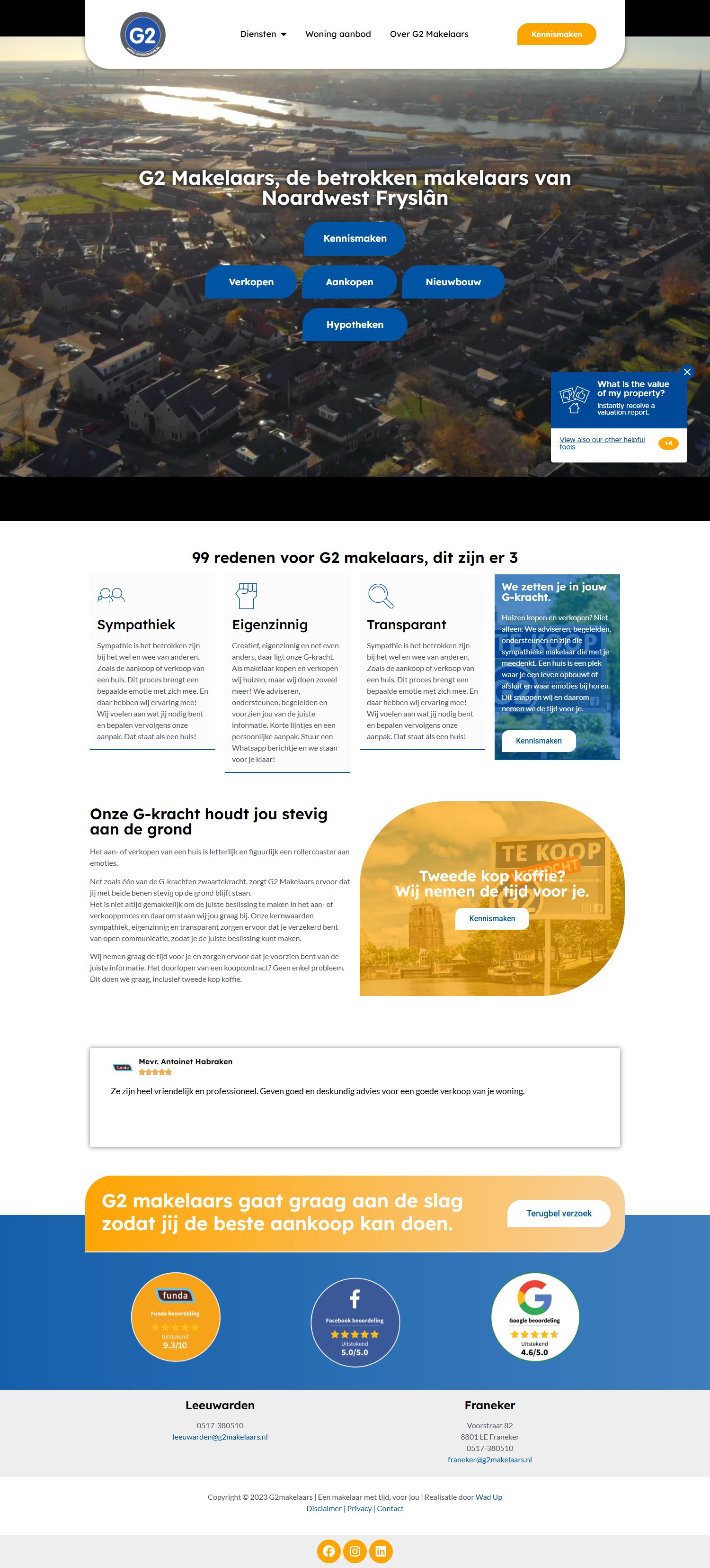 Screenshot der Website von www.g2makelaars.nl