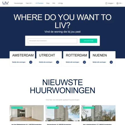 Screenshot der Website von livresidential.nl